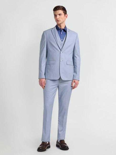 arrow blue regular fit three piece suit