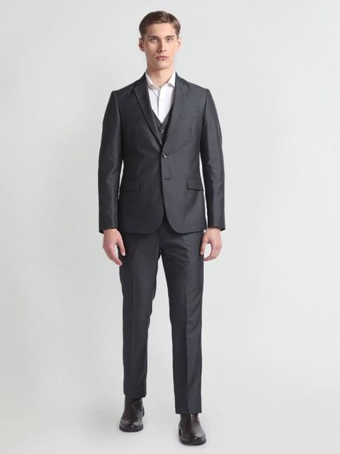 arrow grey regular fit three piece suit