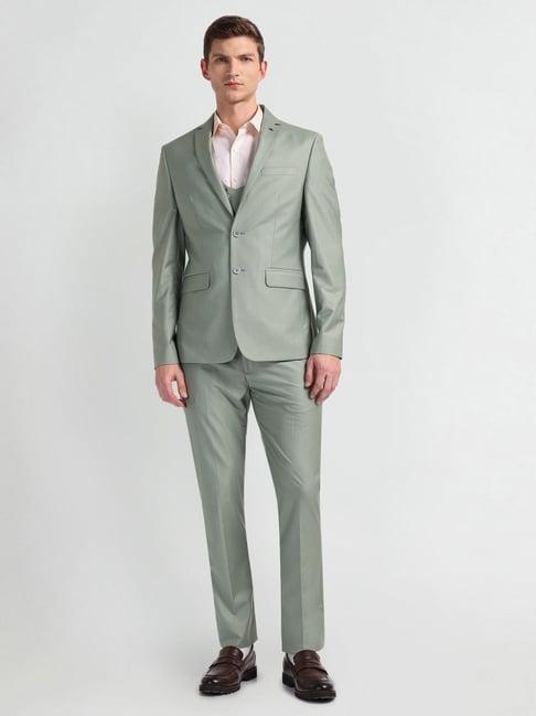 arrow green regular fit three piece suit