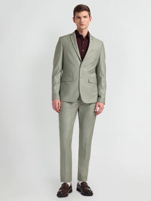 arrow green regular fit two piece suit