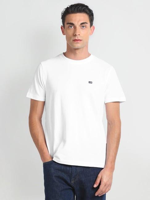 arrow sports white cotton regular fit t-shirt