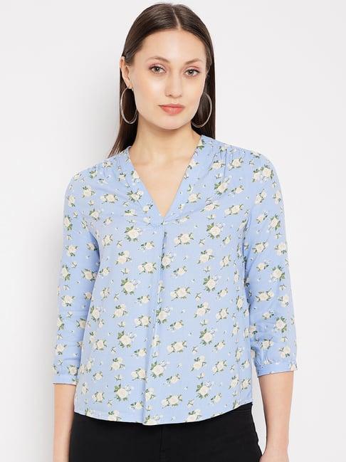 hypernation blue floral print top