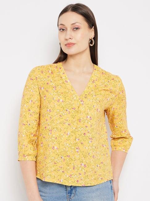 hypernation yellow floral print top