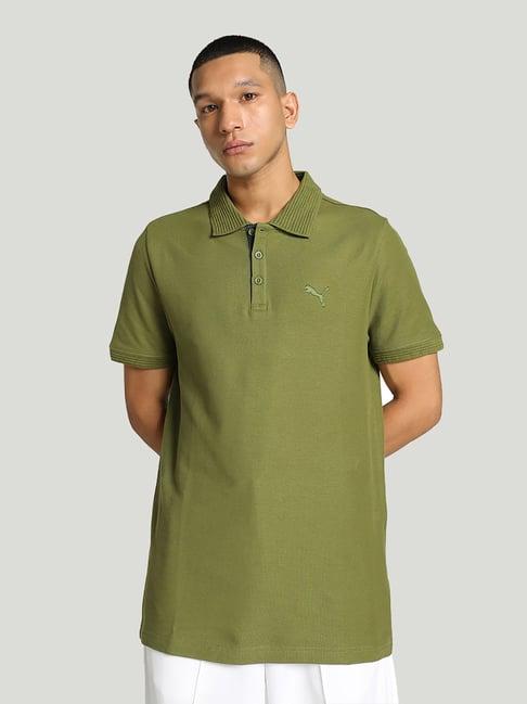 puma ottoman green slim fit cotton polo t-shirt