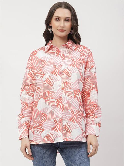 madame orange & white cotton printed shirt