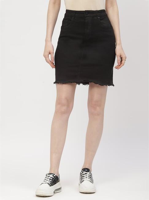 madame black cotton mini skirt