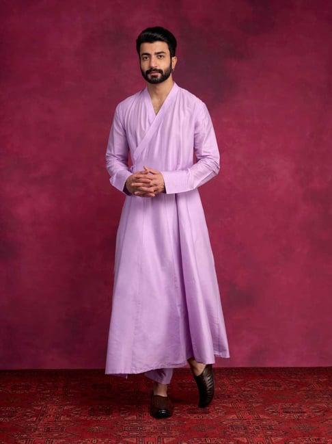 abhishti lavender comfort fit paneled angrakha kurta