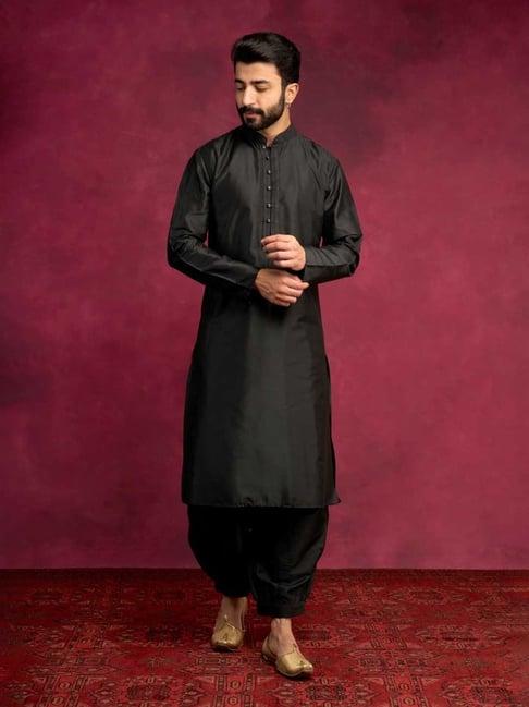 abhishti black straight fit kurta