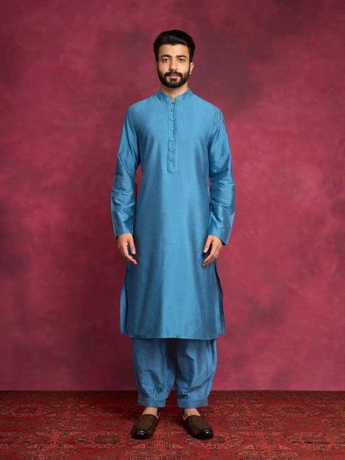 abhishti blue straight fit kurta