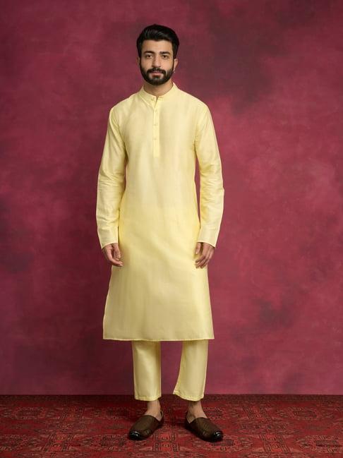 abhishti yellow straight fit kurta & straight pants set