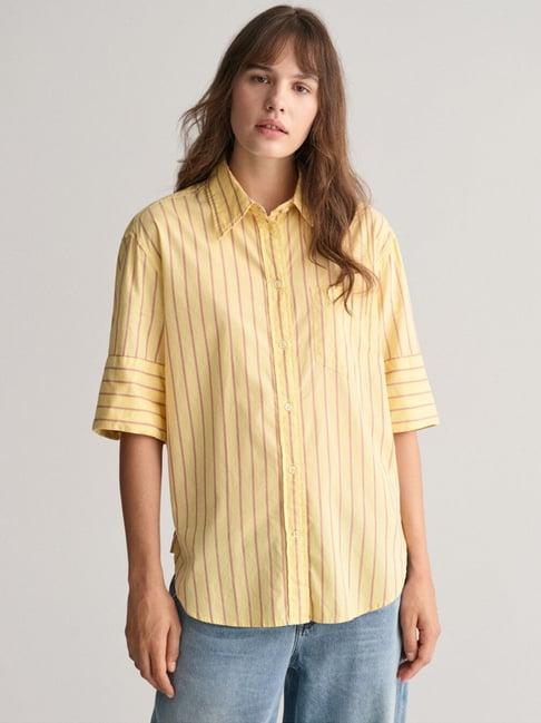 gant yellow cotton striped shirt