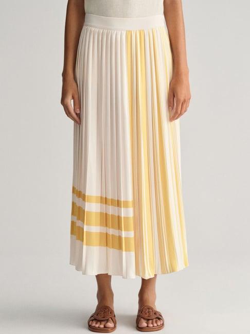 gant cream & yellow striped pleated a-line skirt