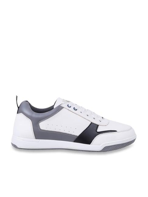 metro men's white & grey casual sneakers