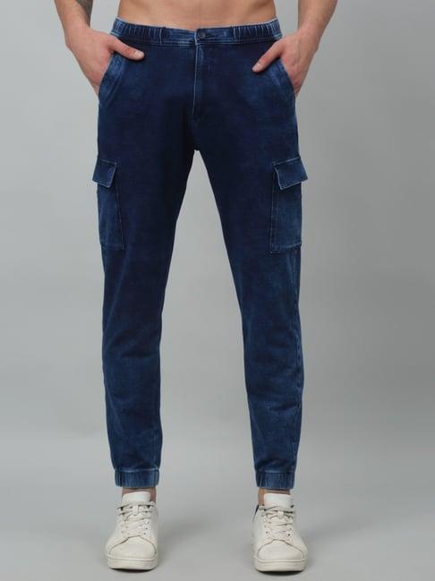 cantabil dark blue regular fit jogger jeans