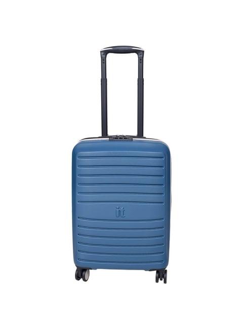 it luggage eco protect teal striped hard cabin trolley bag - 54 cms