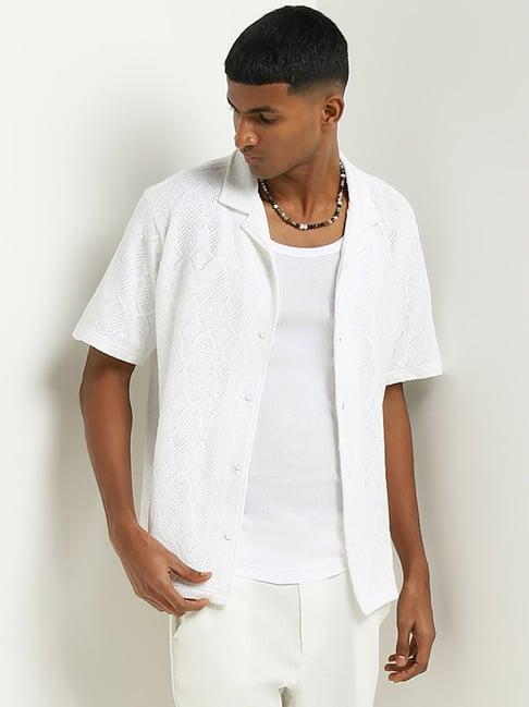 eta by westside white crochet relaxed fit shirt