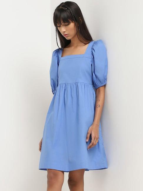 nuon by westside blue plain dress