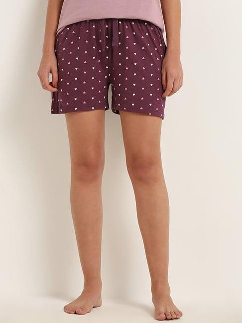 wunderlove by westside purple printed shorts