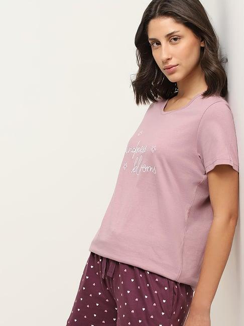 wunderlove by westside pink embroidered t-shirt