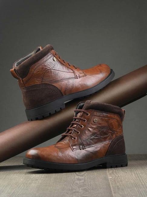 spykar men's brown derby boots