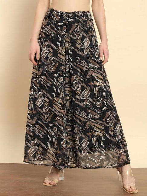 trend arrest black printed flared fit high rise palazzos