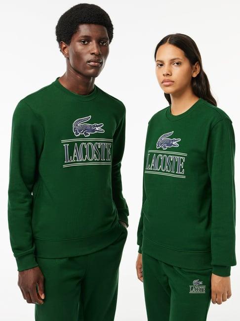 lacoste unisex green cotton classic fit logo printed sweatshirt