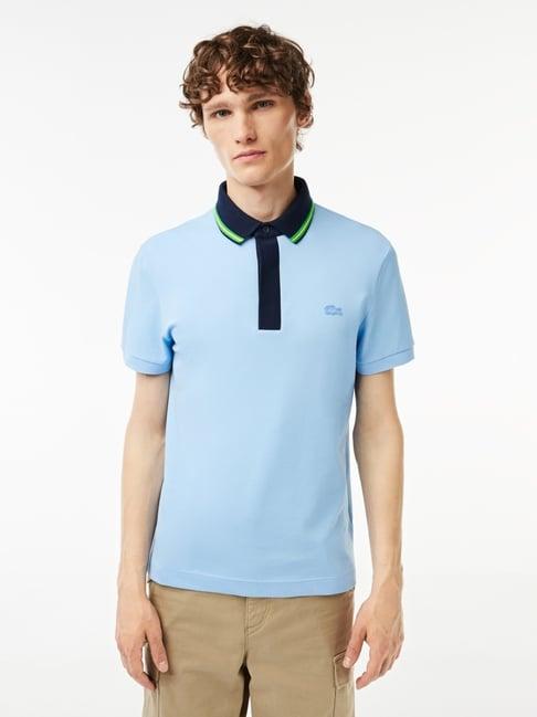 lacoste blue cotton regular fit polo t-shirt