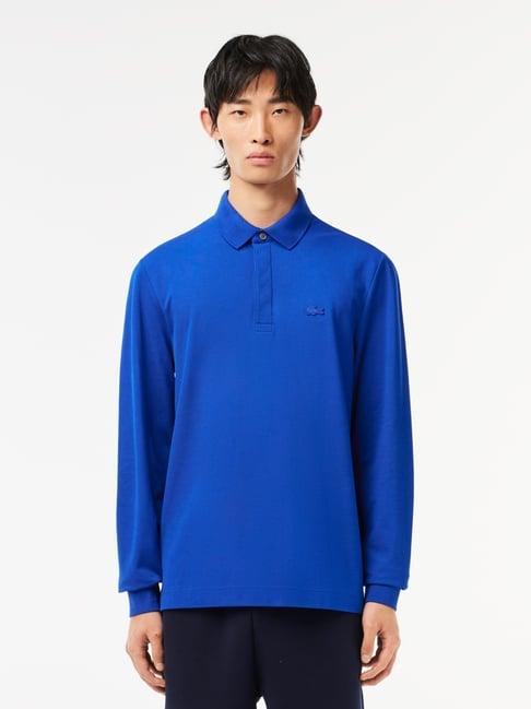 lacoste blue cotton regular fit polo t-shirt