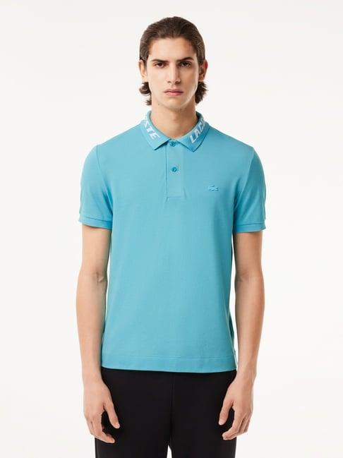 lacoste blue cotton slim fit polo t-shirt