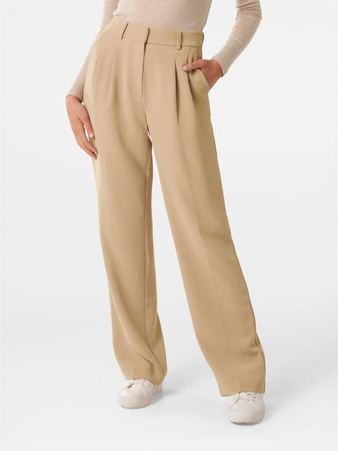 forever new brown regular fit high rise pants