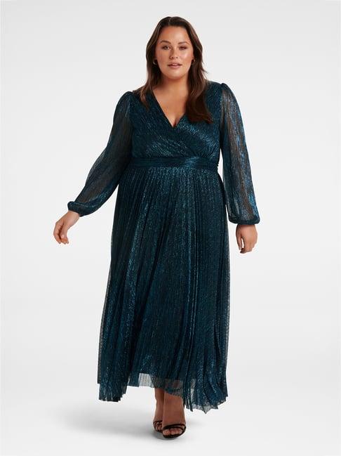 forever new teal textured maxi dress