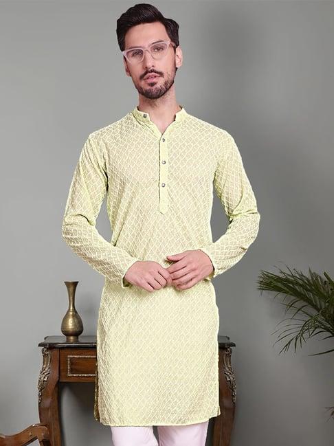 jompers green cotton regular fit chikankari kurta