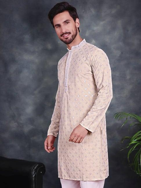 jompers yellow cotton regular fit chikankari kurta