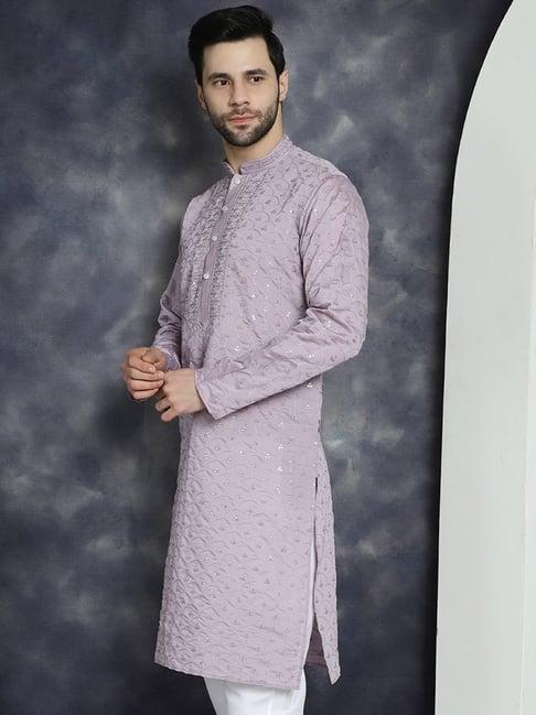 jompers purple regular fit embellished kurta