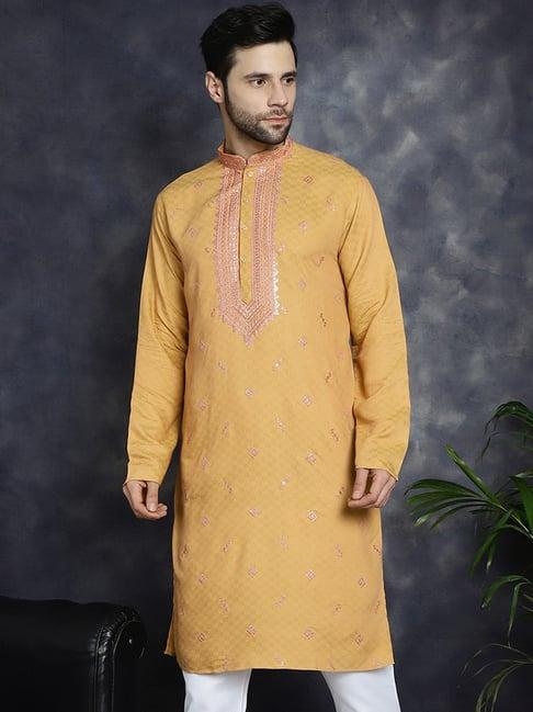 jompers orange regular fit embellished kurta