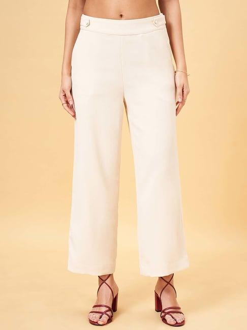 honey by pantaloons beige high rise flared pants