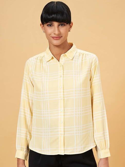 annabelle by pantaloons yellow printed shirt