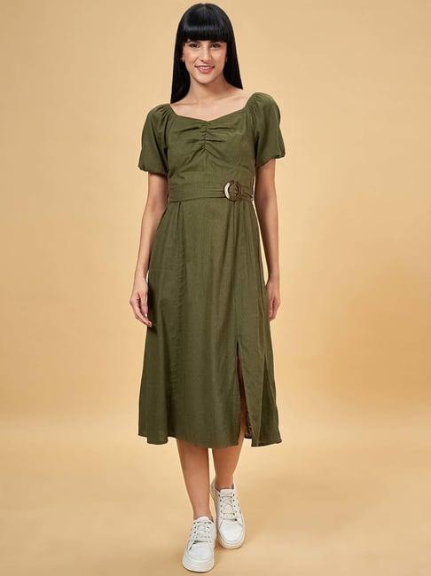 honey by pantaloons green a-line dress