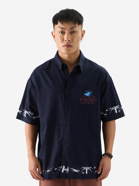 the souled store star wars: join the empire navy loose fit oversized shirt