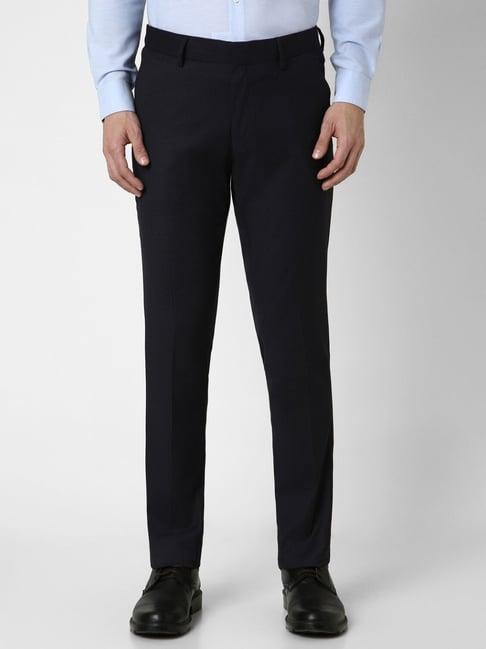 peter england black slim fit trousers