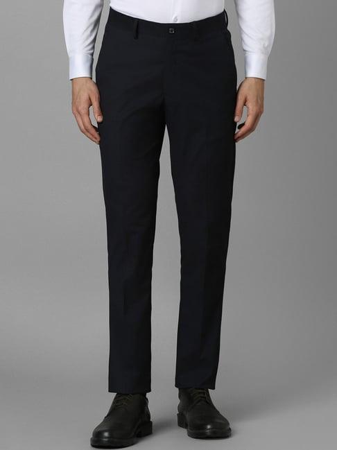 louis philippe black slim fit trousers