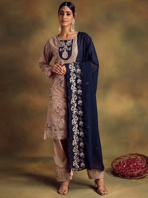 readiprint fashions beige embroidered unstitched dress material