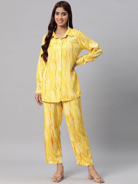 readiprint fashions yellow printed shirt pant set