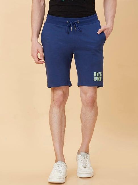 being human navy regular fit shorts