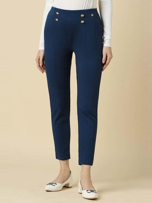 allen solly blue high rise pants