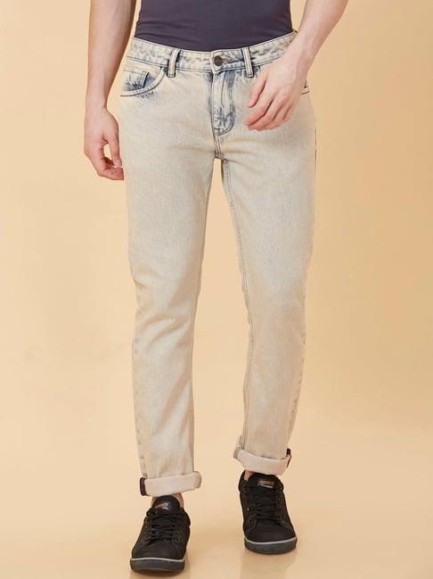 being human light pink slim fit heavily washed jeans