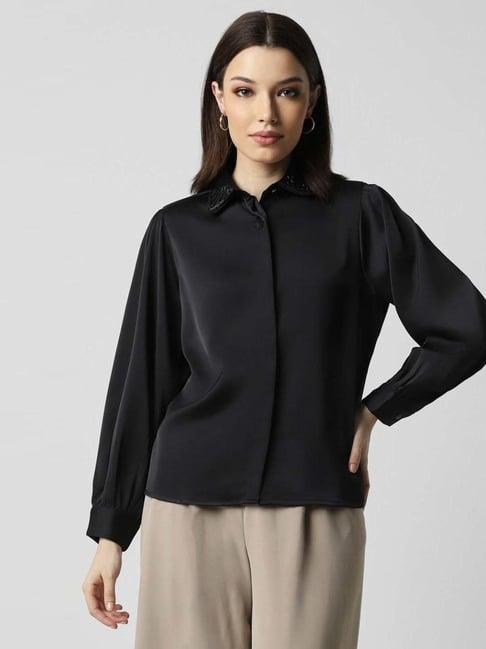 van heusen black embellished shirt