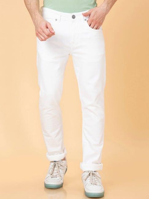 being human white slim fit lightly washed jeans