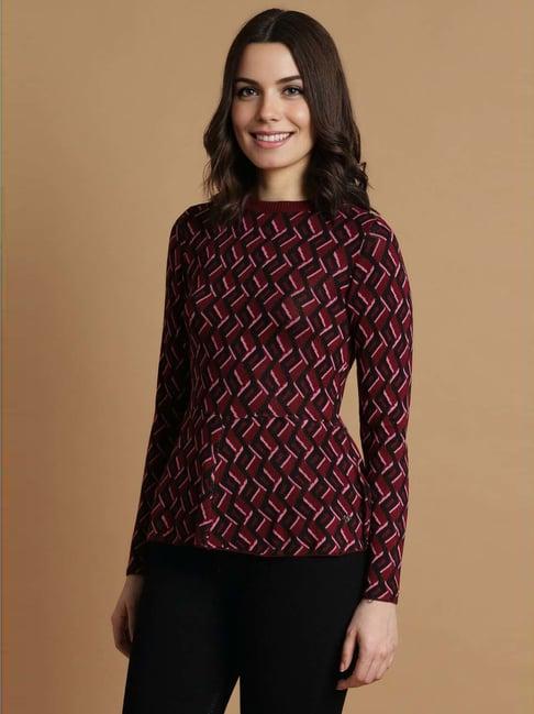 allen solly maroon printed top