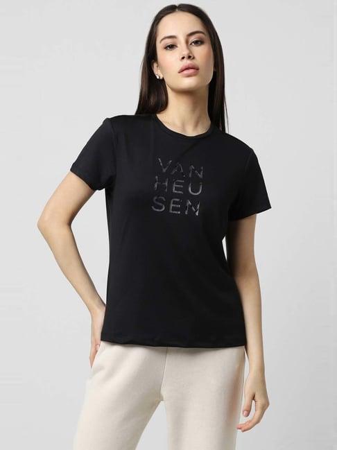 van heusen black printed t-shirt